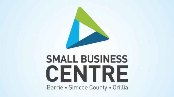 Logo | Text: SMALL BUSINESS CENTRE Barrie • Simcoe County • Orillia