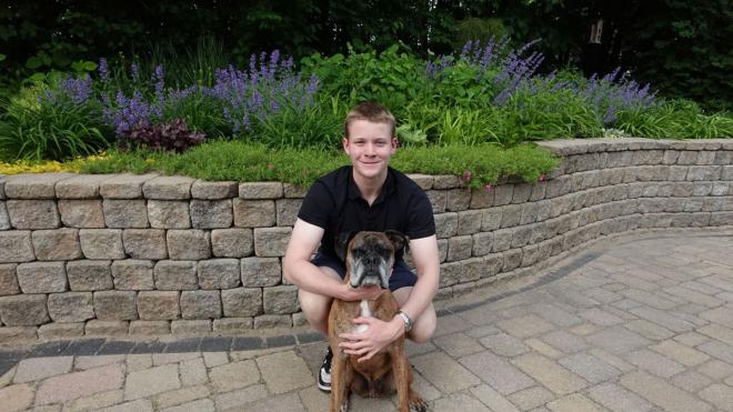 Young person with a dog