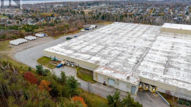 Aerial view of industrial warehouse