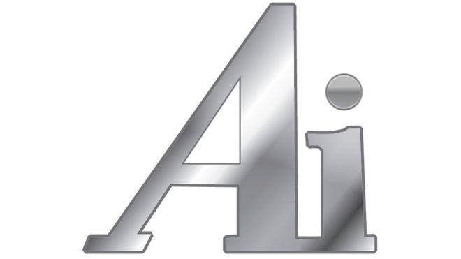 Chrome metallic Ai logo with gradient shading
