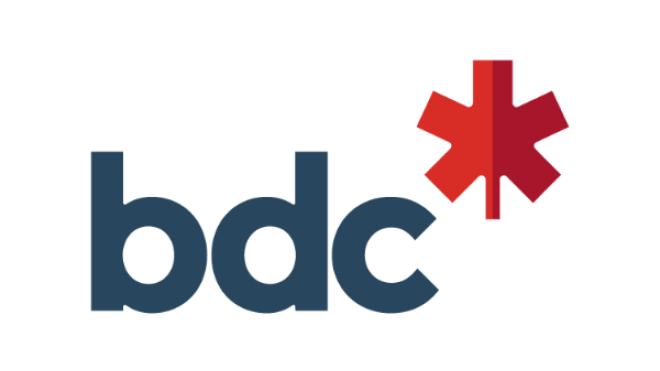 BDC logo with a red asterisk design.