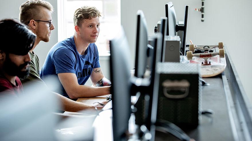 Students working on computers