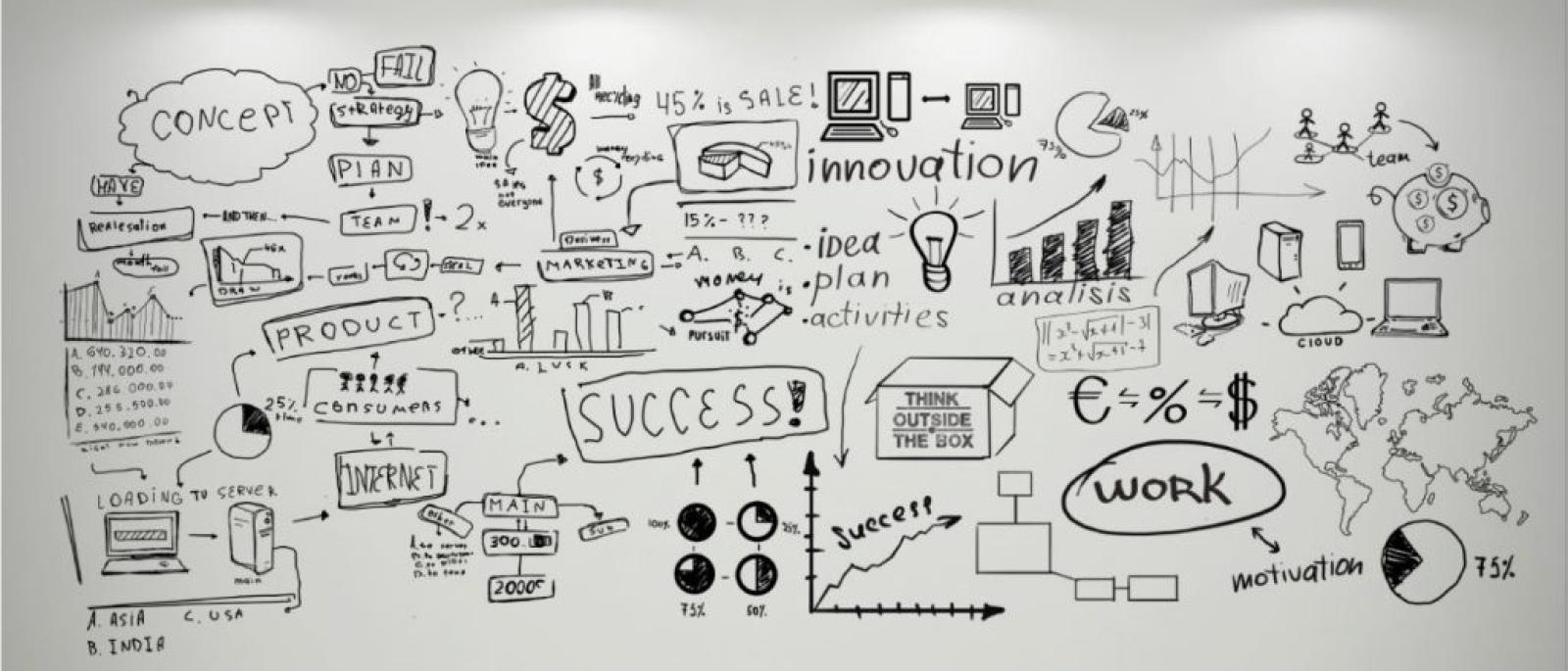 Whiteboard with illustrations 