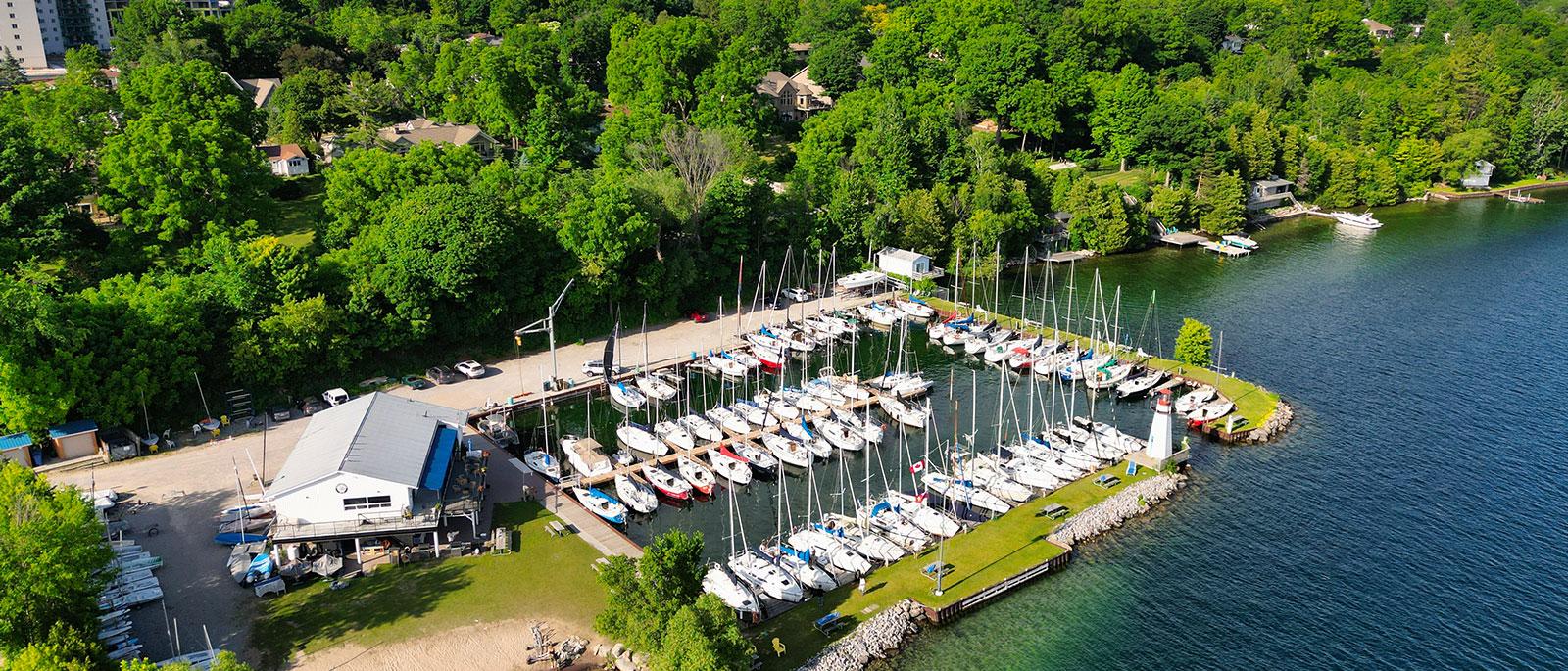 Wharf with boats parked
