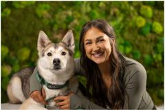 Annamarie with her dog for PetRoam products