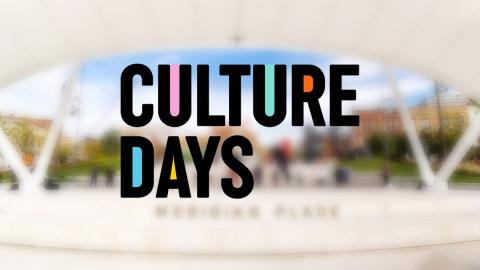 Culture Days text logo featuring blurred Meridian Place background