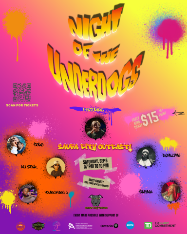 Night of the Under dogs Event Flyer - Kirkland Brown SCP Alum