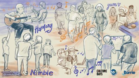 People of Barrie drawings - artist Linda Laforge at Parkview - Culture Days 2025