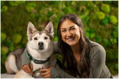 Annamarie with her dog for PetRoam products