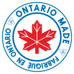 Ontario Made logo with red maple leaf and blue text.